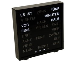 SnelShoppen - LED Woord Klok - Woordklok in Woorden - Klok in het Nederlands - Zwart - 17x16.5 cm - Modern Interieur - Perfect voor Woonkamer en Slaap