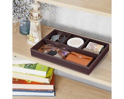 SnelShoppen - Leder Tray, Valet Tray, Bureau Organizer, Bedside Organizer, Heren Accessoires voor Muntjes, Kantoorbenodigdheden, Sieraden, Sleutels, H