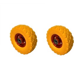SnelShoppen - Lekvrije Gele Wielen voor Kruiwagens - Duurzaam Rubber - Tuinaccessoires - Ideaal voor Tuinwerkzaamheden - Set van 2