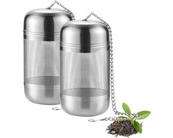 SnelShoppen - Loose Leaf Tea Infuser 2 Stuks RVS Theefilter Fijnmazig met Ketting en Deksel, Theestrainer Losse Theebladeren voor Theepot, Mokken, Kop