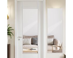 SnelShoppen - LunaMirror 41x127 CM Muurspiegel Boven de Deur met Hanger, Wit Aluminiumlegering Frame, Volledige Lengte Hangende Spiegel voor Slaapkame