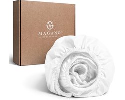 SnelShoppen - Luxe Fitted Sheet 180x200 cm Wit - Boxspring Topper - Bamboo & Katoen Satijn - 400 TC Premium Kwaliteit - Thermoregulerend - Hypoallerge