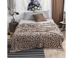 SnelShoppen - Luxe Fleece Dekentje voor Winter - Super Zacht en Warm - Fluffy Cozy Quilt voor Banken, Bedden, Reizen - 150x200 cm - Leopard