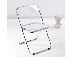 SnelShoppen - Luxe Moderne Acryl Vouwstoelen Transparant - Stapelbare Kristallen Stoelen - PC Kunststof Woonkamer Stoel met Chroom Frame - Accent Stoe