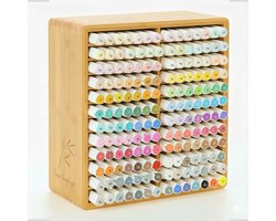 SnelShoppen - Marker Organizer voor 168 Pennen - Bamboe Houten Desk Organizer Rack voor Pennen, Potloden, Verfkwasten - Ruimtebesparend voor Thuis, Ka