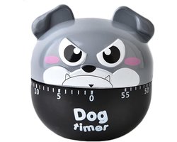 SnelShoppen - Mechanische Keuken Timer - Grijze Puppy Kookwekker - Handmatige 60 Minuten Timer - Geschikt voor Bakken en Koken - Leuk en Functioneel K
