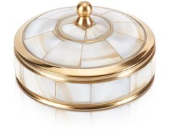 SnelShoppen - Messing Sieradendoos met Parelmoer en Suilkap, Decoratieve Handgemaakte Opbergdoos voor Sieraden, Horloges, en Cadeaus - Luxe Huisdecora
