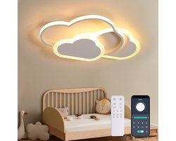 SnelShoppen - Moderne LED Kinderlamp Plafondlamp - Schattige Wol Vorm - Dimbaar met Afstandsbediening - Nachtlampfunctie - 42CM voor Kinderkamer en Sl