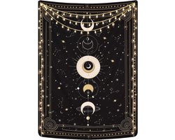 SnelShoppen - Moon Phases Tapestry Wanddecoratie Mysterieuze Sterrenhemel Retro Astrologie Tarotkaarten 59x51 Inch Zwart voor Slaapkamer en Woonkamer