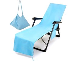 SnelShoppen - Morbuy Strandstoel Cover - Zomer Handdoek voor Ligbed - Microfiber, Met Zijvak, Perfect voor Tuin, Zwembad, Vakantie, Outdoor - Eenkleur