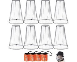 SnelShoppen - Muggennet met hoge dichtheid, 8 stuks, licht en draagbaar insectennet voor outdoor en camping, zwart hoofd beschermingsnet, 46 cm
