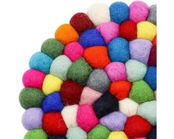 SnelShoppen - Nepalese Stijl Kleurvolle Wol Coaster - Hittebestendige Mat voor Pannen en Potten - 20 cm - Ideaal voor Keuken en Woonkamer