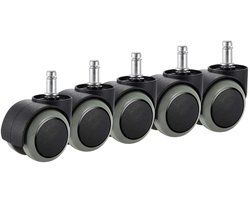 SnelShoppen - Office Chair Caster Wheels 5-Pack - Heavy Duty 300lbs - Voor IKEA Stoelen - 10mm x 22mm - Sterke Vervangwielen voor Kantoorstoel