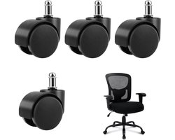 SnelShoppen - Office Chair Wheels - Hard Floor Wielen - 4 Swivel Stoelwielen - Stil & Krassenvrij - PU Materialen - Voor Parquet & Steen Vloeren