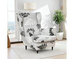 SnelShoppen - Ohrensessel Hoes, Wasbare Stretch Sesselhoes met Elastiek en Band, Beschermhoes voor Woonkamer, Geschikt voor Meeste Stoelen, Luxe Mater