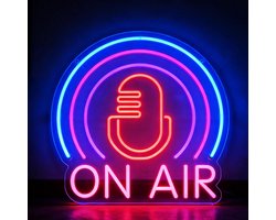 SnelShoppen - On Air Neon Sign Wanddecoratie, Opname Lichtborden, Verlicht je Live Momenten met Dimbare Schakelaar voor Professionele Opnamestudio's,