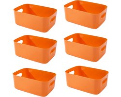 SnelShoppen - Opslagbox Set van 6 Plastic Opbergmanden met Handvatten - Multikleur, 30x20x12cm, Keuken, Badkamer, Organiser Box, Hoogwaardige PP Mater