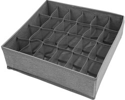 SnelShoppen - Opvouwbare Closet Socks Organizer met 24 Cellen, Grijze Ladescheider voor Sokken, Ondergoed, Sjaals en Accessoires, 32x32x10 cm, Ideaal