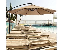 SnelShoppen - Outdoor Parasol Vervanghoes - Tuin Parasol Cover - UV-bescherming - 3 Meter - Khaki - Geschikt voor Tuinfeesten, Camping en Buitengebrui