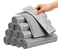SnelShoppen - Pack van 10 Keuken Doeken - Metaal Katoen Theedoeken - Dubbel Laags Schoonmaakdoeken - 30x30 cm - Voor Nat en Droog Gebruik - Ruimtebesp