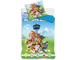 SnelShoppen - Paw Patrol Groen Kinderbed Beddengoedset | Dekbedovertrek 100x140 cm + Kussenslopen 40x45 cm | 100% Katoen | Zacht & Ademend Beddengoed