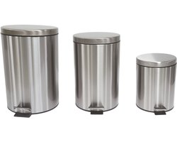 SnelShoppen - Pedaalemmer 20 Liter Roestvrij Staal met Satijnen Afwerking - Anti-Vingerafdruk, Handvat, Praktisch en Elegant Voor Keuken, Badkamer en