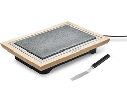 SnelShoppen - Pierre Deluxe Grill met Licht Houten Frame, Grote Grilloppervlakte, RVS, Inclusief Schraper, Perfect voor Feest, Camping en Tuin