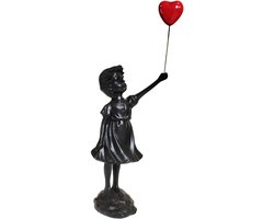 SnelShoppen - PIGPIGFLY Banksy figuur sculptuur, decoratieve figuren, abstracte ballon meisje standbeeld, moderne woonkamer decoratie, zwart woonwinke