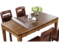SnelShoppen - Plastic Transparante Keuken Eettafel Bescherming Tafelkleed Vloermat met Lip voor Harde Vloeren Eco-vriendelijk 2mm Dikte