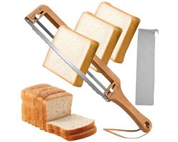 SnelShoppen - Premium Broodzaag Roestvrij Staal met Houten Handvat - Rechthoekige Broodzaag voor Dikker Brood, Cake en Bakwaren - Ideaal voor Keuken e