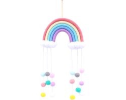 SnelShoppen - Rainbow Wanddecoratie Macrame Hangend, Woven Decoratief voor Kamer, Schattige Wanddecoratie, Geschikt voor Feest, Ornamenten, Cadeaus (B