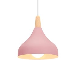 SnelShoppen - Retro Kroonluchter Hanglamp Ø 20 cm - Moderne Druppelstijl Hoed Plafondlamp E27 - Roze - Perfect voor Slaapkamer, Eetkamer en Keuken