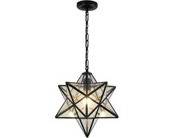SnelShoppen - Retro Scandinavische stijl pentagram plafondlamp - Elektrische soldeerglas hanglamp - Transparante kroonluchter voor loft en landelijke