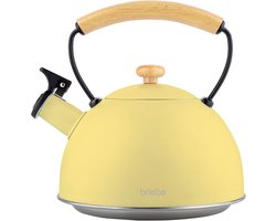 SnelShoppen - Retro Waterketel Inductie Fluitketel 2,3 L Roestvrijstalen Houten Handvat Cool-Touch Theepot Keuken Glaskeramische Kookplaat Gas Elektri