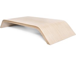 SnelShoppen - Robuuste Houten TV-standaard, Verhoogde Laptopstandaard en Computerstandaard in Minimalistische Scandinavische Stijl, Lichte Eikenkleur,