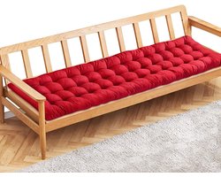SnelShoppen - Rood Tuinbank Kussen 2/3 Zits Kussenmat 120x48cm - Ademend en Comfortabel - Perfect voor Terras, Tuin, Lounger en Eetkamerbank