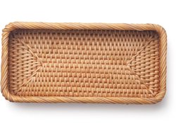 SnelShoppen - Rotan Badkamer Ijdelijkheid Trays - Decoratieve Toilet Tank Manden - Handige Lange Smalle Handdoek Opslag Mand - Naturel 25,9 x 12,4 x 4