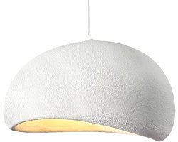 SnelShoppen - Scandinavische Hanglamp Ø40cm - Creatieve Chandelier met Simulatie Steen Shade - E27 Plafondlamp - Verstelbare Kabel - Wit voor Slaapkam