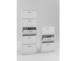 SnelShoppen - Schoenenkast Wit - FMD Möbel 411-003_we Step 3 - 3 Drops - Ruimtebesparend - Modern Design - Perfect voor Hal en Gang