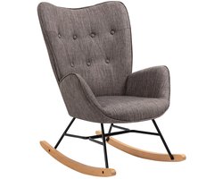 SnelShoppen - Schommelstoel Donkergrijs - Scandinavische Schommelstoel voor Borstvoeding - Poten van Echt Beukenhout - 66x84x97cm - Comfortabele Stoel