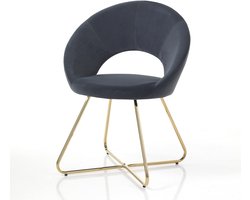SnelShoppen - Set van 2 Fluwelen Stoelen Laurel Grey, H.82 L.64 P.56 - Luxe Grijze Eetkamerstoelen voor Tuin, Keuken of Feest