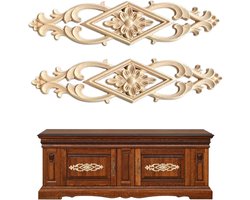 SnelShoppen - Set van 2 Houten Ornamenten voor Meubels, Muurdecoratie, Deuren, Kasten, Ramen, Spiegels en Haarden in Europees Klassieke Stijl - Rubber