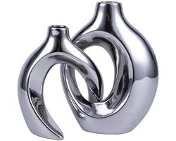 SnelShoppen - Set van 2 Keramische Vazen, Boho Decoratie, Moderne Woondecoratie, Tafelopzetstukken voor Woonkamer en Kantoor, Decoraties voor Bruiloft