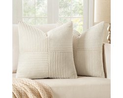 SnelShoppen - Set van 2 Kerst Kussenhoezen 40x40 cm Beige Sofakussens met Verborgen Rits, Modern Zacht Decoratief voor Sofa, Vloerkussens, Hoofdkussen