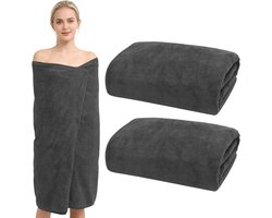 SnelShoppen - Set van 2 XXL Badhanddoeken 100 x 200 cm, Grijs, 100% Katoen, Hoog Absorberend, Ideaal voor Sauna, Strand en Douche