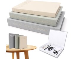 SnelShoppen - Set van 3 Decoratieve Boeken voor Woondecoratie, Kunstboeken van Linnen, Dummy Boeken met Magneetsluiting voor Boekenkast en Salontafel