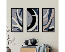SnelShoppen - Set van 3 Houten Wandsculpturen Muurdecoratie voor Woonkamer en Slaapkamer in Boho Stijl, 40 x 20 cm, Natuurlijke Houtkleur voor Elegant