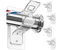 SnelShoppen - Set van 4 Gordijnroedes Zonder Boren - Transparante Gordijnsteunen met Schroeven en Plugs - Voor Roden Ø1,3-3cm - Draagkracht 8kg per Pa