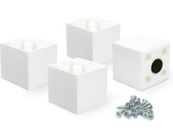 SnelShoppen - Set van 4 meubelpoten 5 cm hoog met viltglijders, model Cuba, wit, vierkant, ideaal voor meubels zoals banken, kasten, bedden, keukens