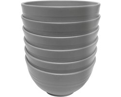 SnelShoppen - Set van 6 Grijze Plastic Cereal en Salade Bowls - 750ml Shatterproof PP Kommen - BPA-vrij, Temperatuurbestendig van -20°C tot 120°C, Ide